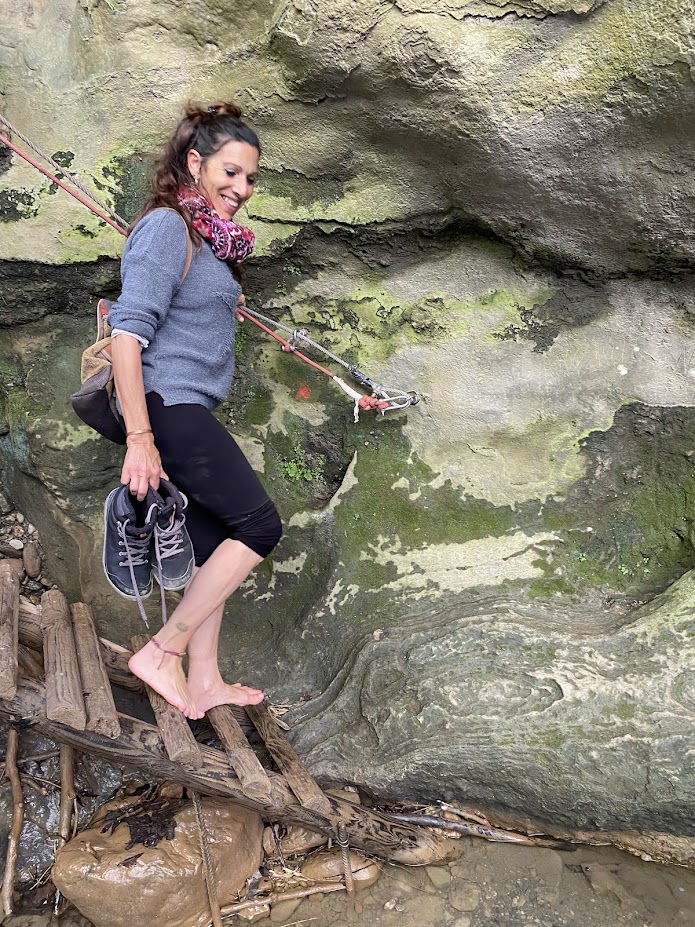 Bare foot in cold water